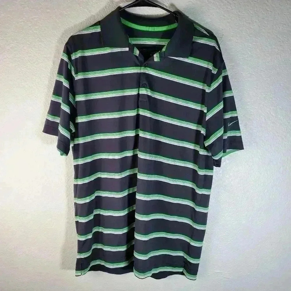 Nike Dri-Fit Golf Polo Tour performance Sz L Grey Green